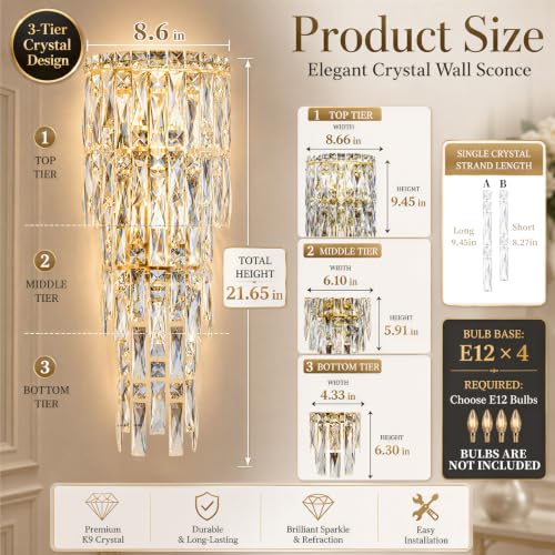Modern K9 Crystal Wall Sconce