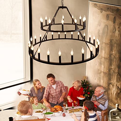 Wagon Wheel Chandelier 2 Tier 36