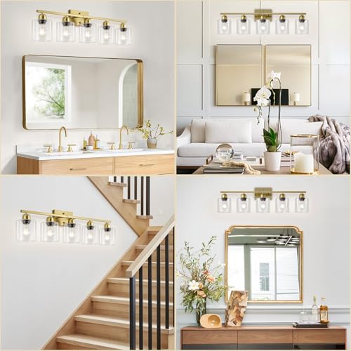 Modern Brushed Gold 5 Light Bathroom Vanity Light