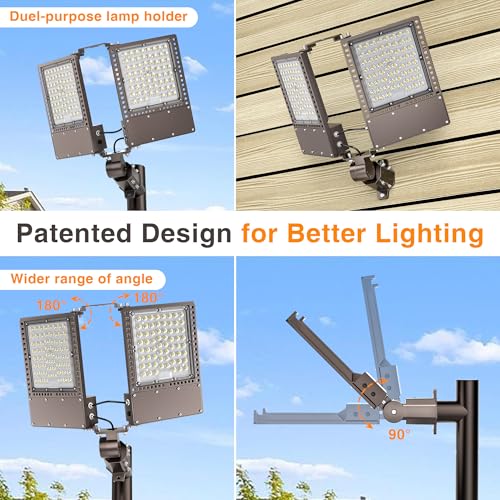 2025 New Upgraded 300W Dusk to Dawn LED Parking Lot Light 45000lm 5000K