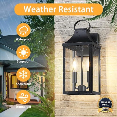 15" Dusk to Dawn Black Outdoor Wall Lantern 2