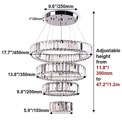 4 Ring Adjustable Crystal Chandelier