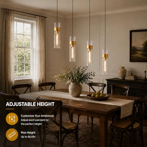 Modern Glass Brass Pendant Lights Kitchen Island