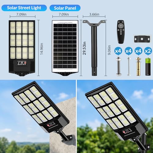2 Pack Solar Street Lights Outdoor Waterproof