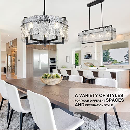 Modern Black Crystal Chandeliers for Dining Room