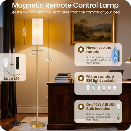Dimmable Floor Lamp for Living Room with Remote and Foot Switch