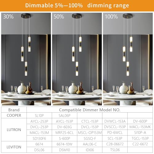 Modern Kitchen Pendant Lighting Over Island Dimmable LED 3 Light Mini Pendant Light