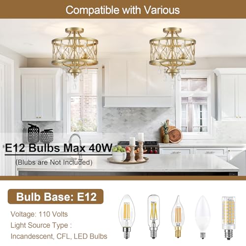 Farmhouse Crystal Ceiling Light Fixture (3 Count)