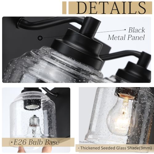 16" 2 Light Farmhouse Bathroom Vanity Light with Bubble Glass