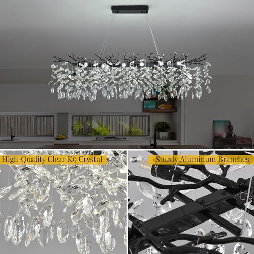 Modern Rectangle Crystal Tree Branch Chandelier
