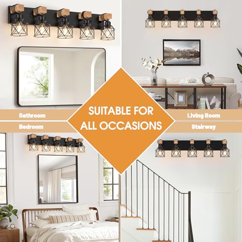 5 Light Black Bathroom Light Fixtures (5 Count)