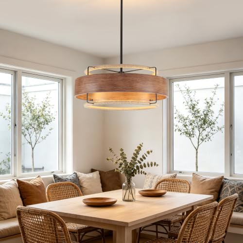 24" Farmhouse Rattan Chandelier