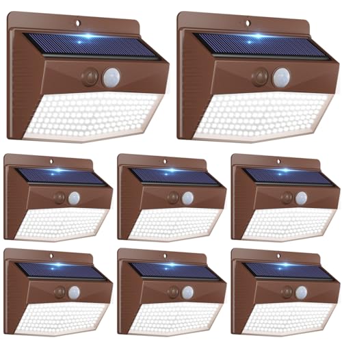 8 Pack Solar Motion Sensor Lights Outdoor Waterproof with 3 Modes (8 Count)