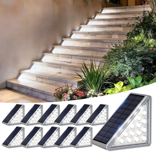 12 Pack Solar Step Lights Outdoor Waterproof