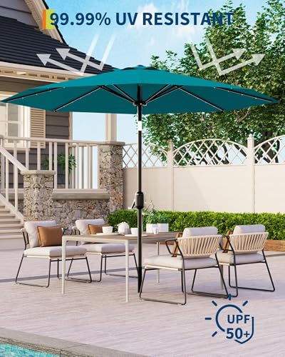 9FT Solar LED Patio Umbrella with Tilt & Crank
