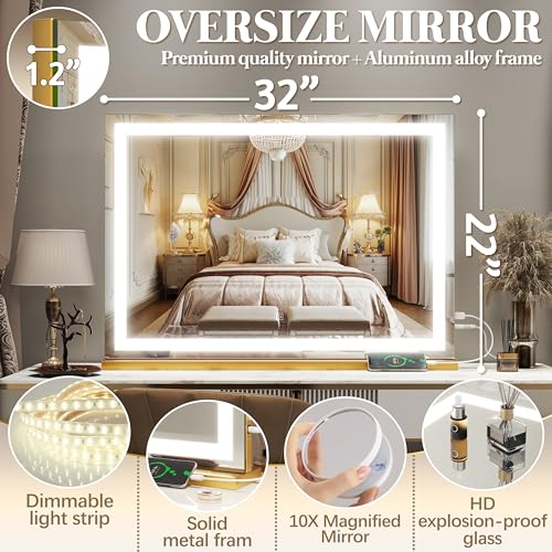 Vanity Mirror with Lights 32"x22"