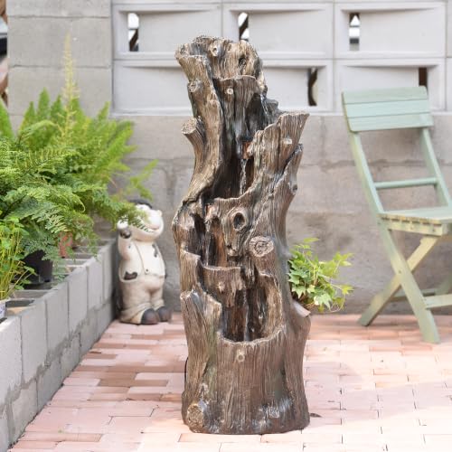 39.37" H Water Fountain Outdoor Waterfall Fountain with LED Lights