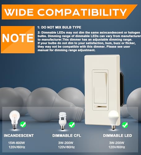 in Wall Dimmer Switch for LED Light (2 Count)