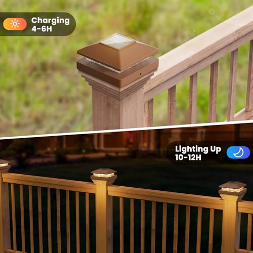 Solar Post Cap Lights Outdoor 6pack