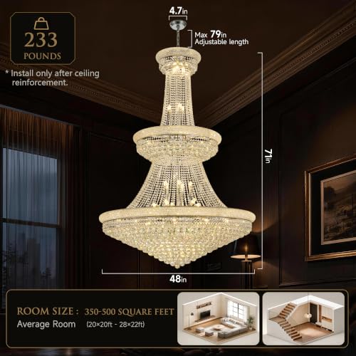42 Lights Large Crystal Chandelier 48