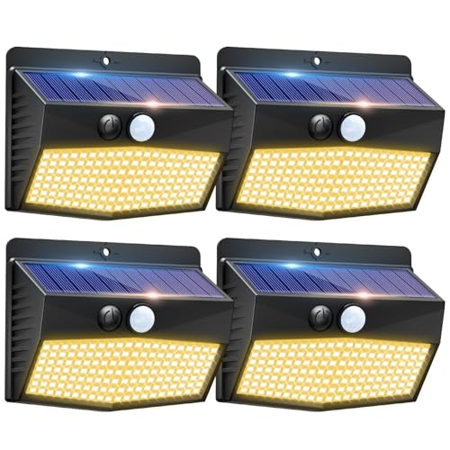 4 Pack Solar Motion Sensor Lights Outdoor Waterproof with 3 Modes (4 Count)