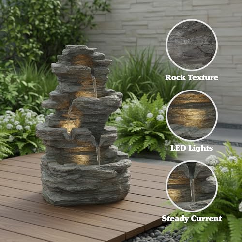 Tabletop Cascading Rock Waterfall Fountain with Lights