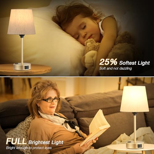 Gold Bedside Lamps Set 2 for Bedroom (2 Count)