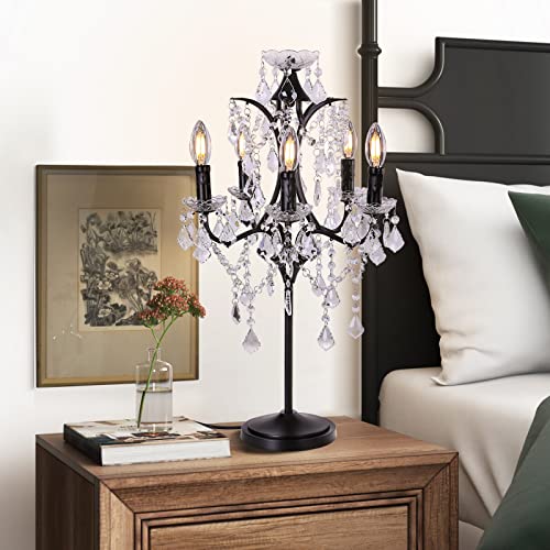 5 Light Farmhouse Tranditional Crystal Table Lamp