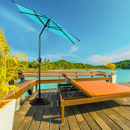 7.5FT Lyon Outdoor Patio Umbrella Outdoor Table Umbrella with Push Button Tilt and Crank Market Umbrella 6 Sturdy Ribs UV Protection Waterproof for Garden Deck Backyard Pool