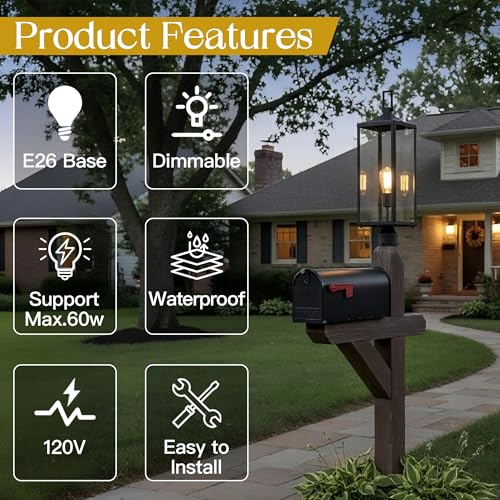 25.6 Inch Photocell Outdoor Lamp Post Light with Dusk To Dawn Sensor