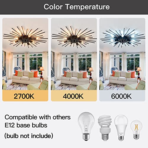 Semi Flush Mount 8 Light Ceiling Light Modern Metal Ceiling Lighting Black Light Fixture for Farmhouse Kitchen Dining Room Bedroom Hallway Living Room