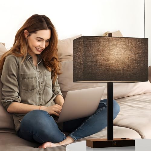 21" Touch Bedside lamps with 2 USB & AC Outlets (2 Count)