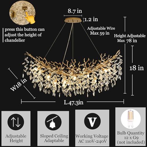Rectangle Crystal Tree Branch Chandelier