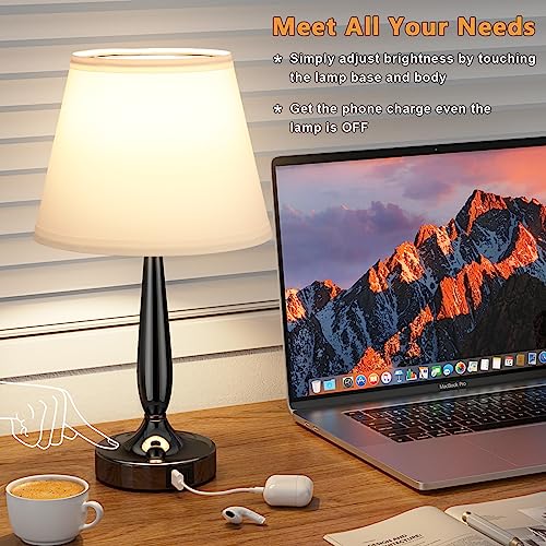Touch Bedside Lamp for Bedroom with USB C Port