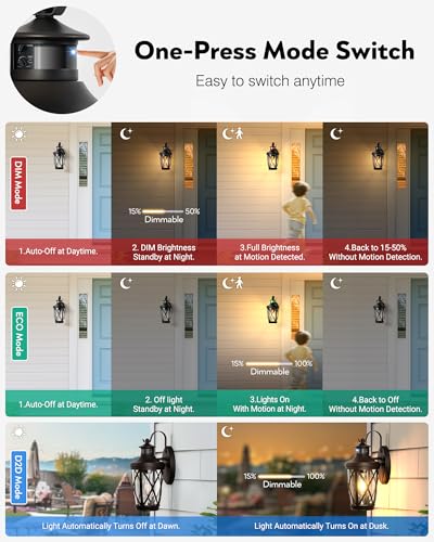 Motion Sensor Porch Light Outdoor (Oil-Rubbed Bronze / 2-Pack)