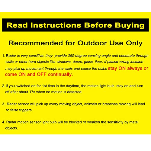 Radar Motion Sensor Light Bulbs Outdoor (2 Count)