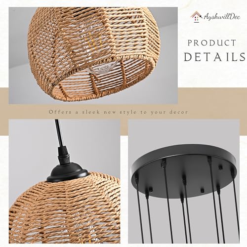 8 Light Woven Foyer Chandeliers for High Ceiling H100"