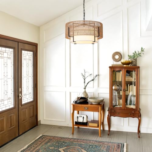 4 Light Rattan Chandelier