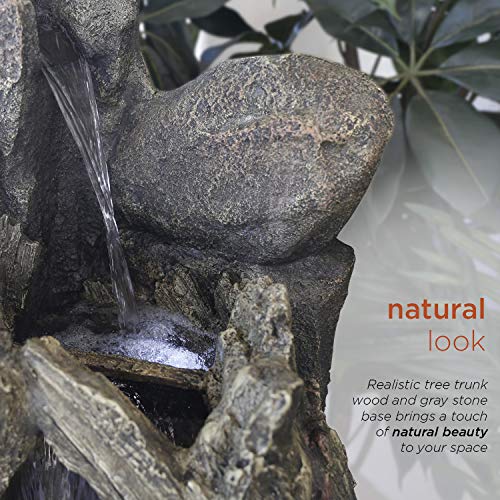 WIN270 52" Outdoor Rainforest Waterfall Tree Trunk Fountain with LED Lights