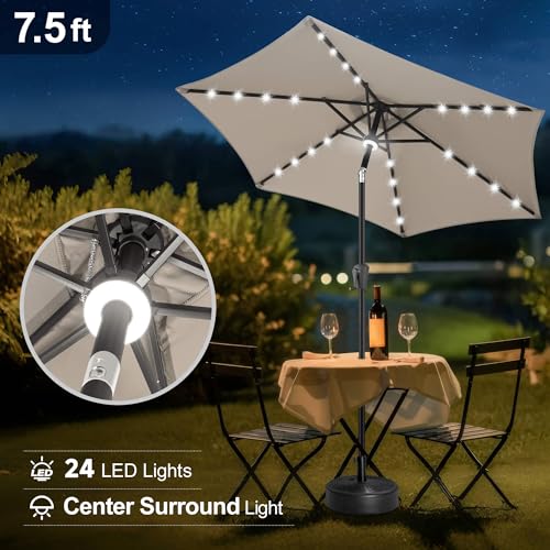 Solar Patio Umbrella with Centre Light