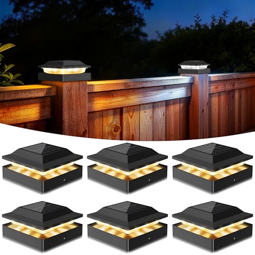 Solar Post Cap Lights for 4x4 Wood (6 Count)