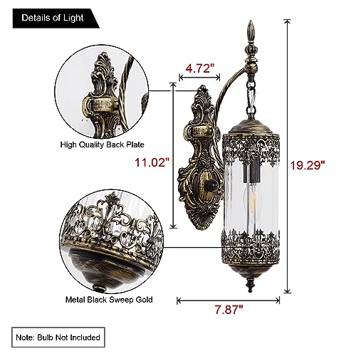 Antique Gothic Glass Wall Sconce for Bedroom
