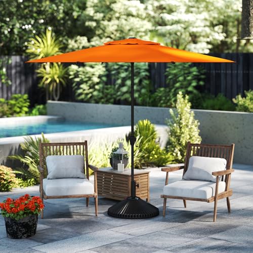 9FT Lyon Outdoor Patio Umbrella Outdoor Table Umbrella with Crank Market Umbrella 8 Sturdy Ribs UV Protection Waterproof and Push Button Tilt for Garden Deck Backyard Pool