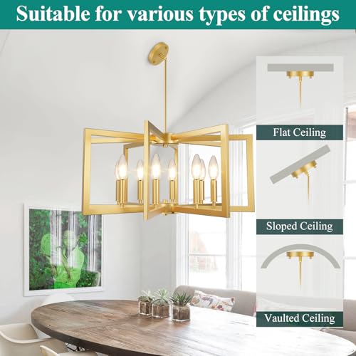 20" 62" Height Adjustable Gold Kitchen Chandelier for Dining Room