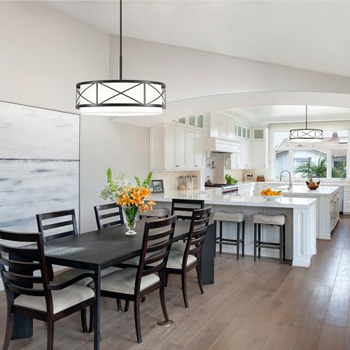 19.7" Modern Black Drum Chandelier (5 Count)