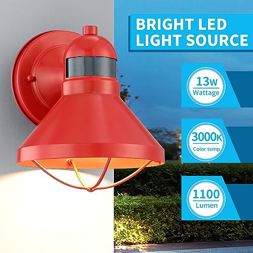 Motion Sensor Outdoor LED Wall Sconce Dusk to Dawn Exterior Barn Lighting