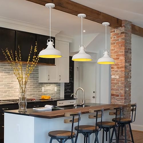 White Modern Pendant Lights Kitchen Island Fixtures (3 Count)
