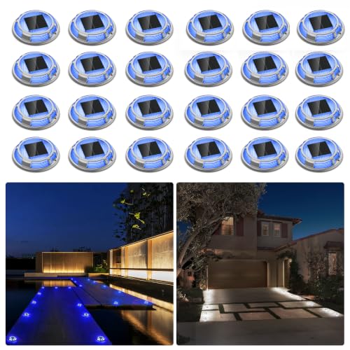 Solar Driveway Dock Lights Waterproof 24 Pack (24 Count)