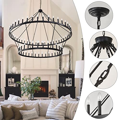 2 Tier Black Large Wagon Wheel Chandelier