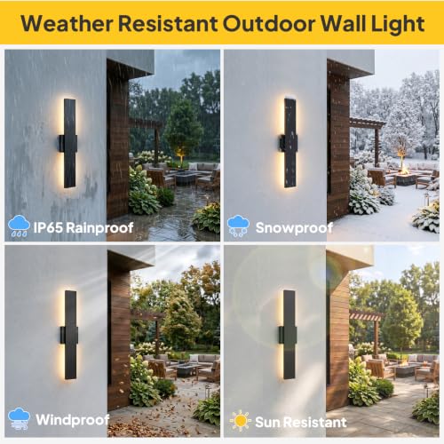 2 Pack 23.6 inch Modern LED Outdoor Wall Light
